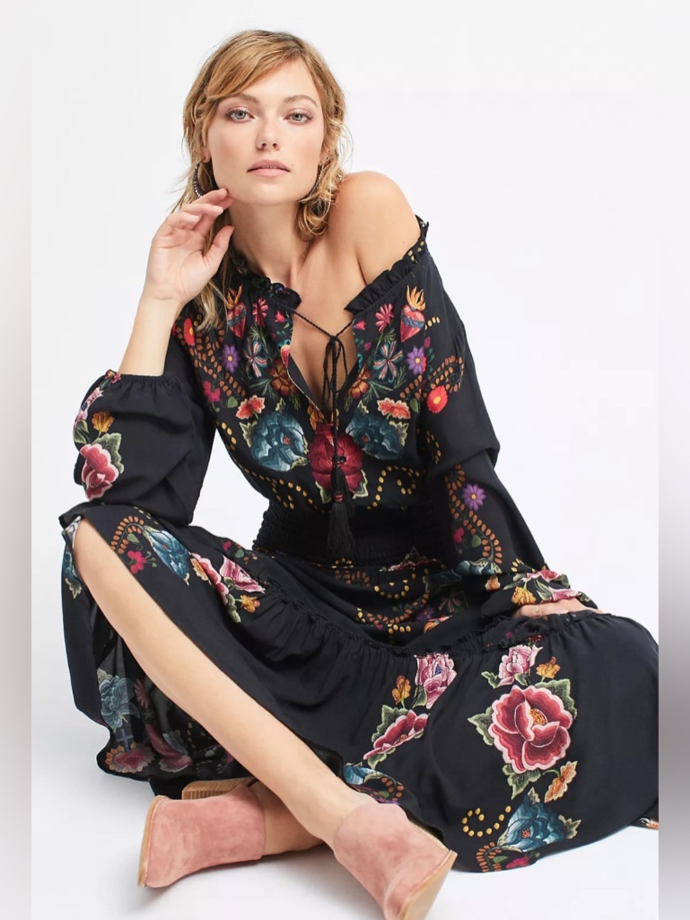 Farm Rio by Anthropology Smocked Floral Dress